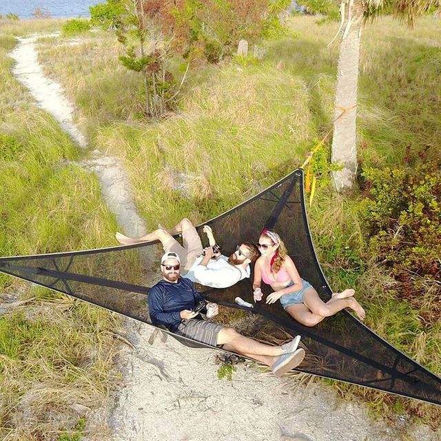 Triad Nest Hammock 3*3*3M - 300Kg - Black - tree strap with D shape carabiners 3meter*3