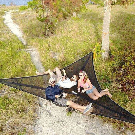 Triad Nest Hammock 3*3*3M - 300Kg - Black - tree strap with D shape carabiners 3meter*3