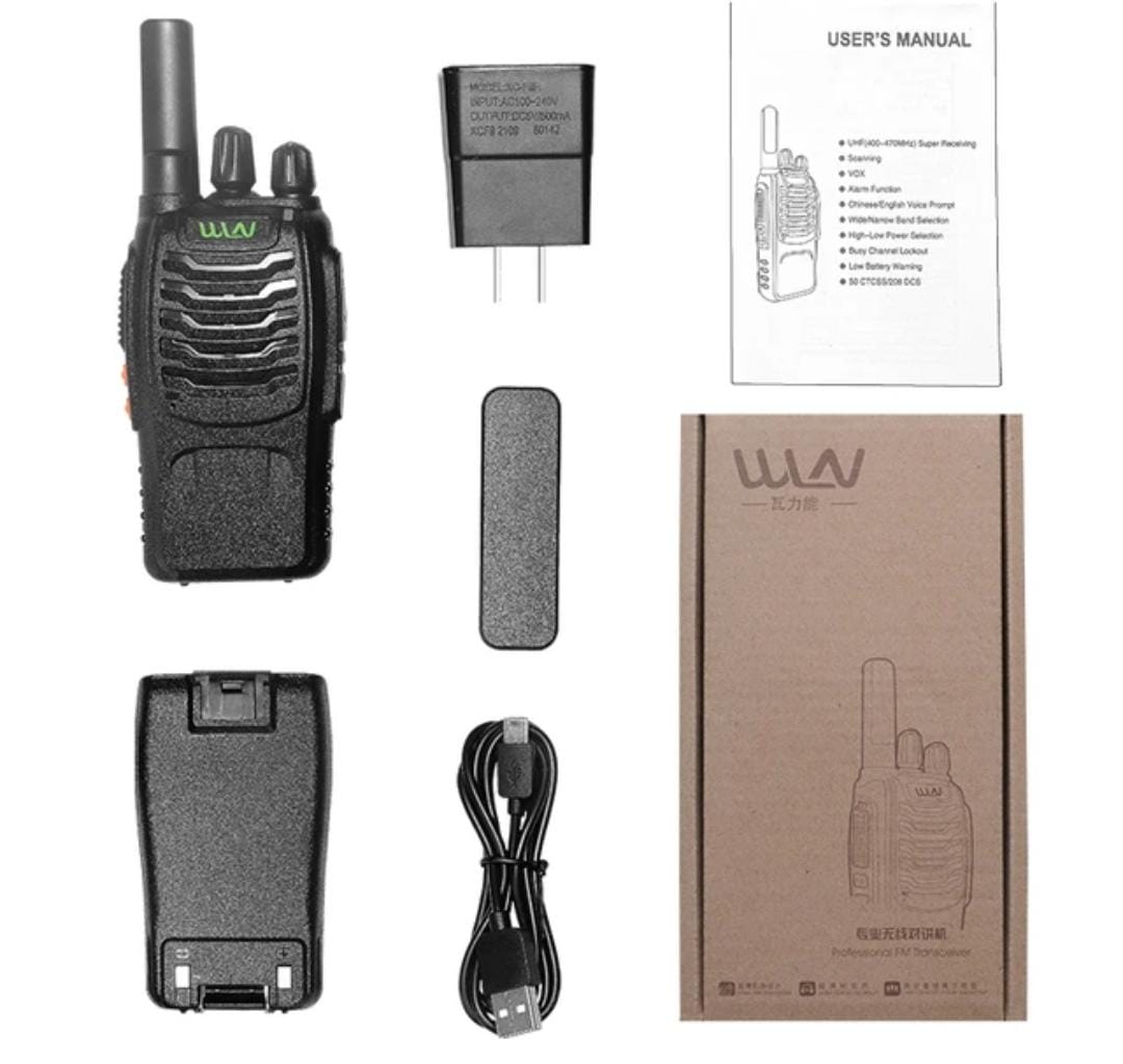 Walkie-Talkie - 5km - Rechargeable - Stand - Earpiece